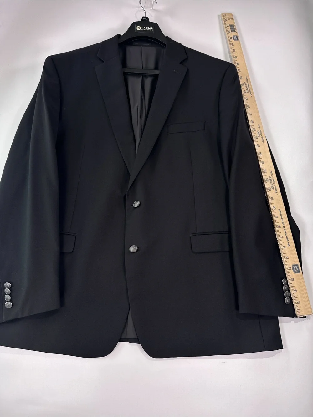 Lauren Ralph Lauren Black 100% Wool Crest Button Blazer Natural Stretch 48L